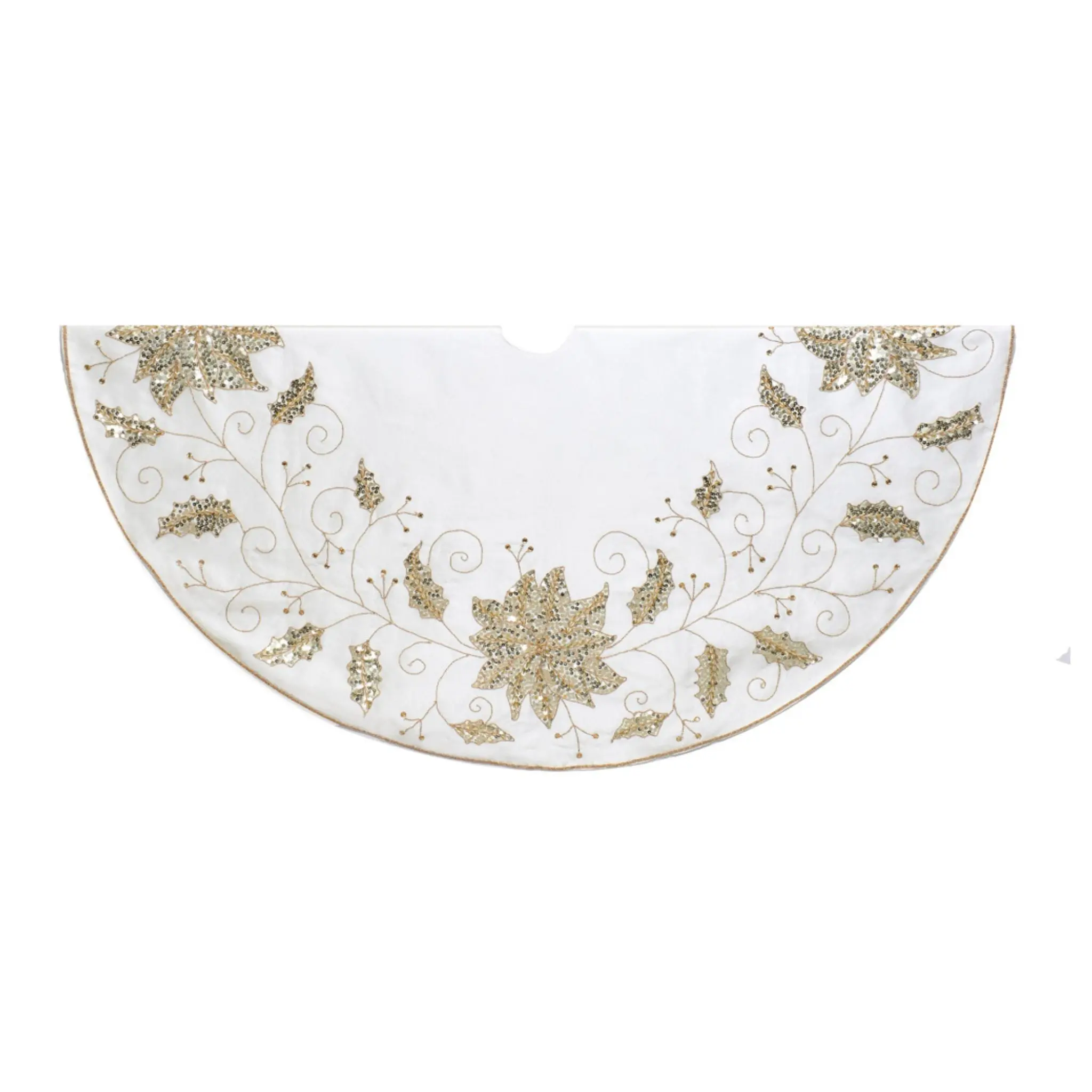 54" Ivory Tree Skirt With Embroidered Snowflake Design - BARGAIN BASEMENT ITEM