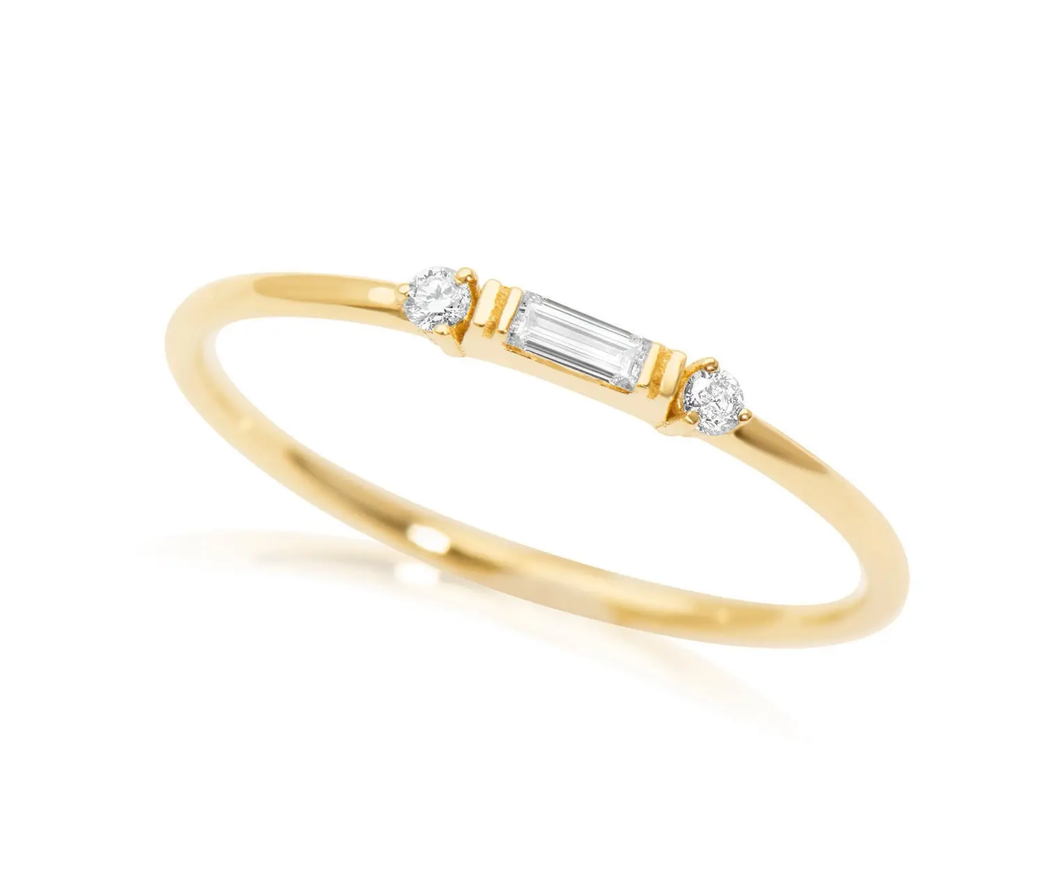 14K Gold Solitaire Baguette Diamond Ring