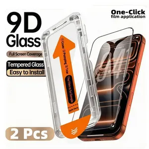 2-Pack HD Full-Coverage Tempered Glass Protective Screen Protector, Auto Dust Removal, Compatible with iPhone 17 Pro Max, Air, 17e, 16 Pro Max, 15, 14 Plus, 13, 12 Mini, 11 Pro Max, X, XS Max, XR, Anti-Scratch, Bubble-Free, Installation, Accessories