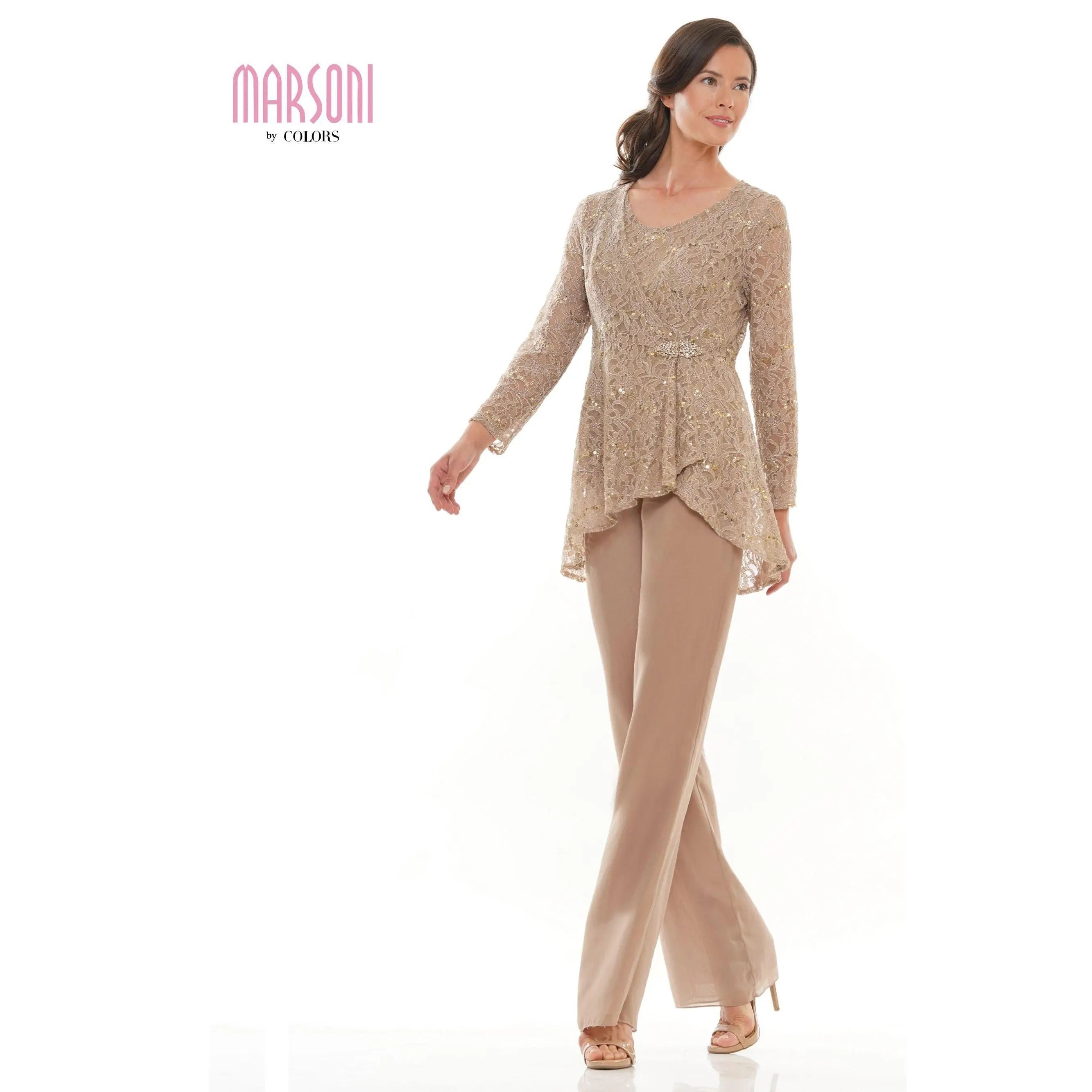 Clearance Sale Marsoni by Colors -M305CL Pantsuit With Stretch Lace Jacket