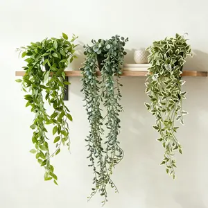 BEGINS Fake Hanging Plants 3 Pack ,Green Indoor Plants Decoration for Home Decor Farmhouse Room Shelf for Home Indoor Outdoor Wall Garden Decor