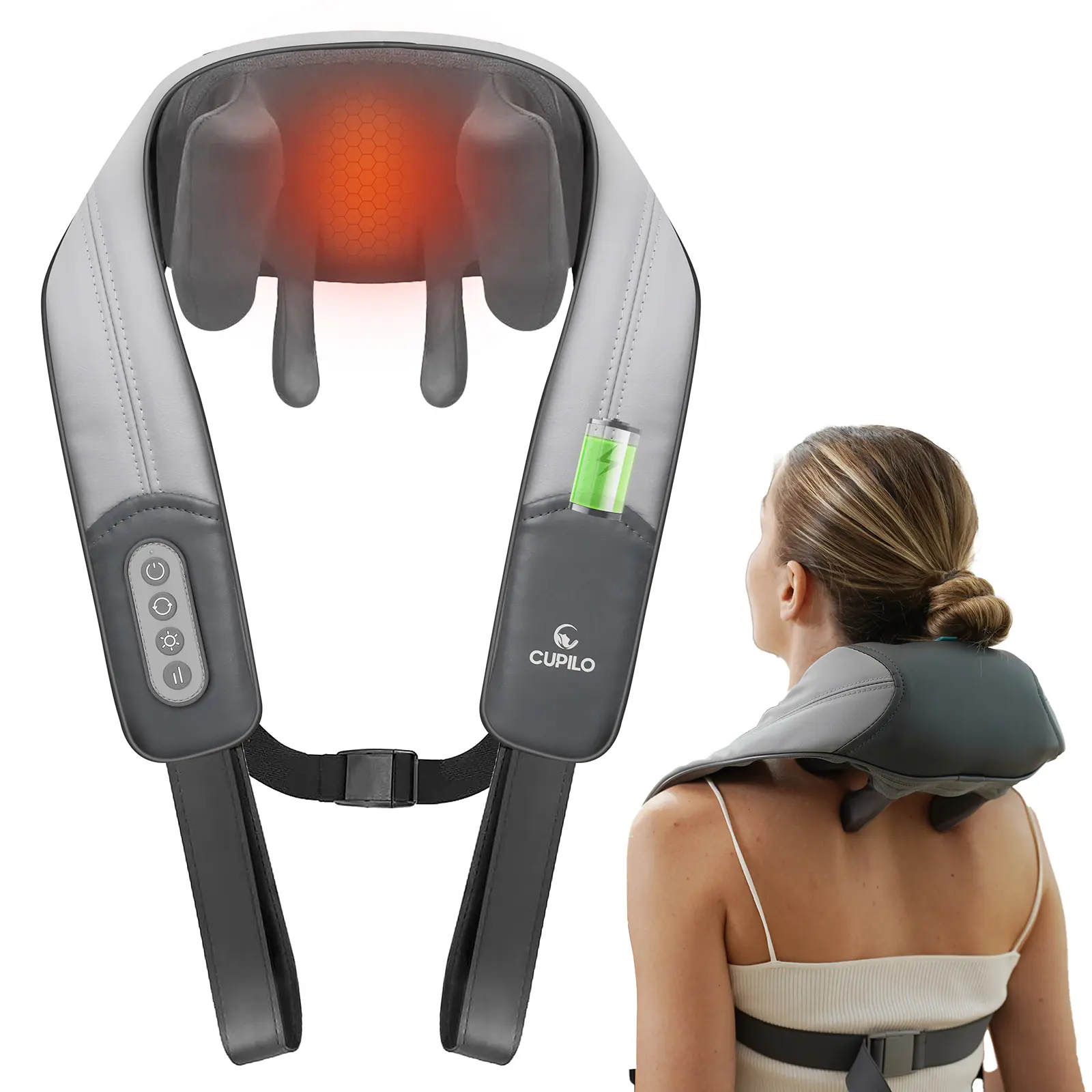 Shiatsu Neck and Shoulder Massager with Heat, Cordless 4D Deep Tissue Kneading Massager - FSA or HSA Eligible - CPL-6681