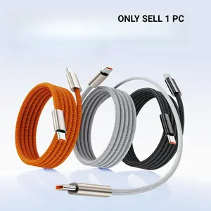 Magnetic C-C Fast Charging 240W Zinc Alloy Braided Single Wire Cable for Apple Huawei Devices