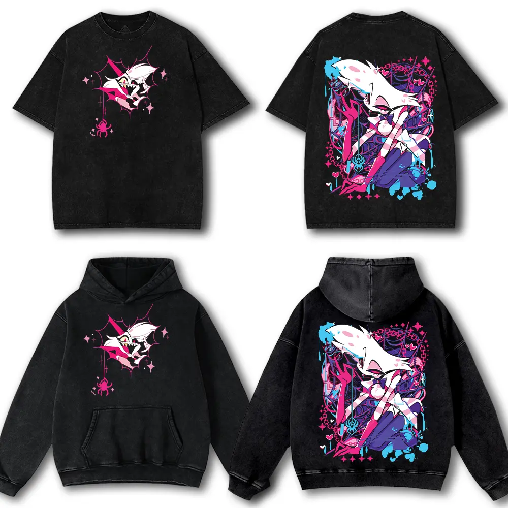 Angel Dust - Hazbin Hotel Wash -Shirt , Back and Front Print, Superhero Fans | Great Gift For Fans graphic tee Cotton Fabric Top Womenswear streetwear lover