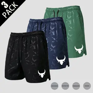 Men's 3-Pack Bull Print Plain Tie Pocket Shorts;Men's Clothing; Athletic Casual Stretch WaistPocket Shorts; Breathable Summer Men'sEveryday Sports Pants
