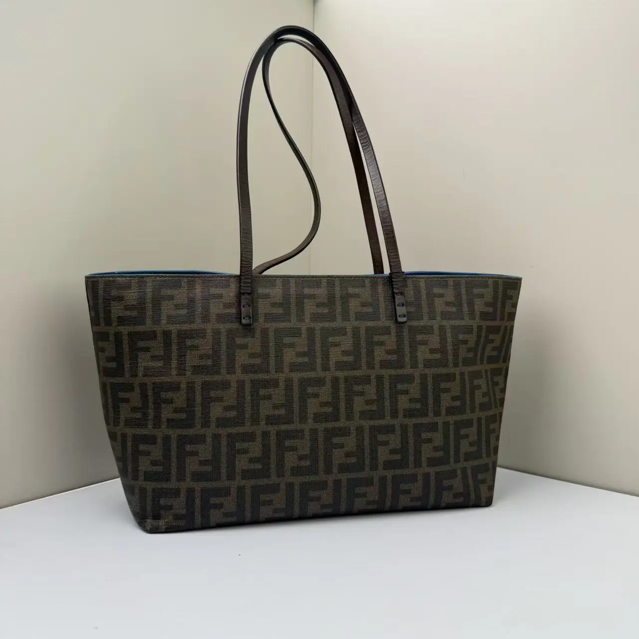Pre-owned FENDI Coated Canvas Tote Bags Roll Small Spalmati Brown CPU0604