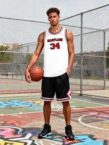 Men's Sleeveless Basketball Jersey - Maryland University - Bias #34 -, Sporty Fitted Design, Lightweight Breathable, Best Gift