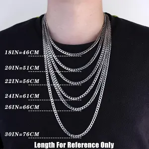 Cross Necklace for Men Women : S925 Sterling Silver Cross Pendant Beveled Edge with 5mm Stainless Steel Figaro Link Chain or Cuban Link Curb Cross Chain Crucifix Pendant Necklace Jewelry 16-30 Inches
