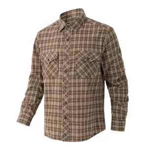 Men's Solid & Plaid Long-Sleeve Dress Shirts with Pockets, Work & Casual Button-Up, Ideal for Spring & Autumn Daily Matching