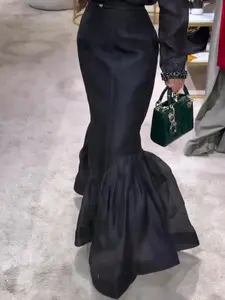 Black Organza Mermaid Maxi Skirt