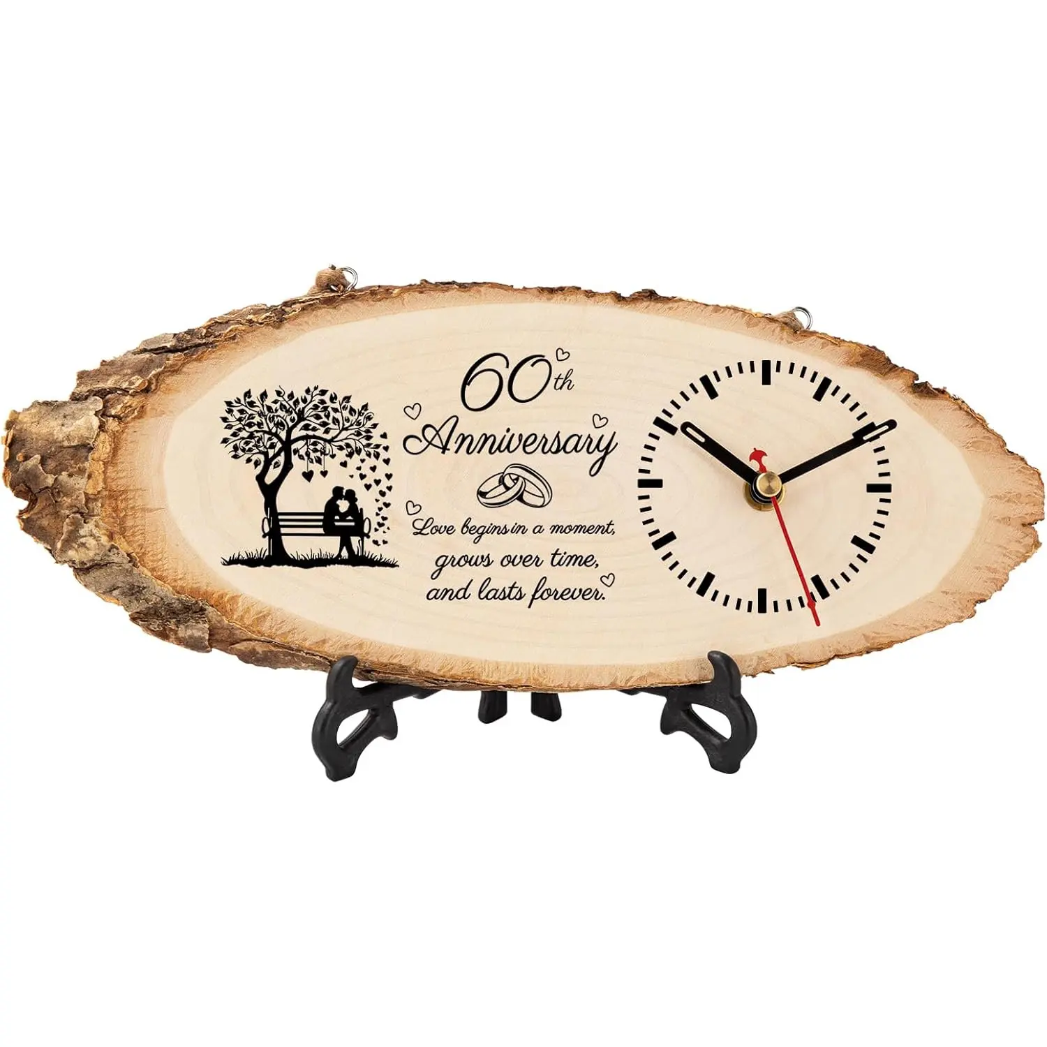 60th Anniversary Wedding Gifts for Parents Him Her, 60th Wedding Anniversary Clock Gifts for Husband Wife, 60th Anniversary Decorations Wooden Clock