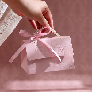 Set of 10 Imitation Pearl Decorative Gift Bags, Elegant Gift Wrap Boxes, Romantic Gift Box, Watermark Printed Floral Boxes for Everyday Use, Perfect for Mother's Day and Birthdays