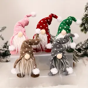 Set of 5 Christmas Gnome Plush Dolls | Heart Knit Hat Scandinavian Tomte Elf Decor for Holiday Home Ornaments