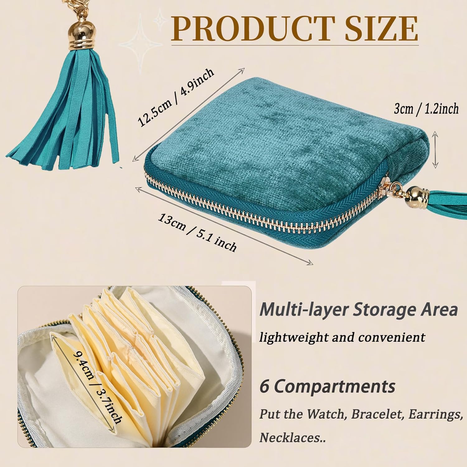 Cute Coin Purse Small Travel Jewelry Case with Tassel Mini Travel Jewelry Bag Organizer Pouch for Coins Bracelets, Fashion Accessories Mini Organizer  Bag for Women,Su jewelry  bag,Travel jewelry bag Folding Storage