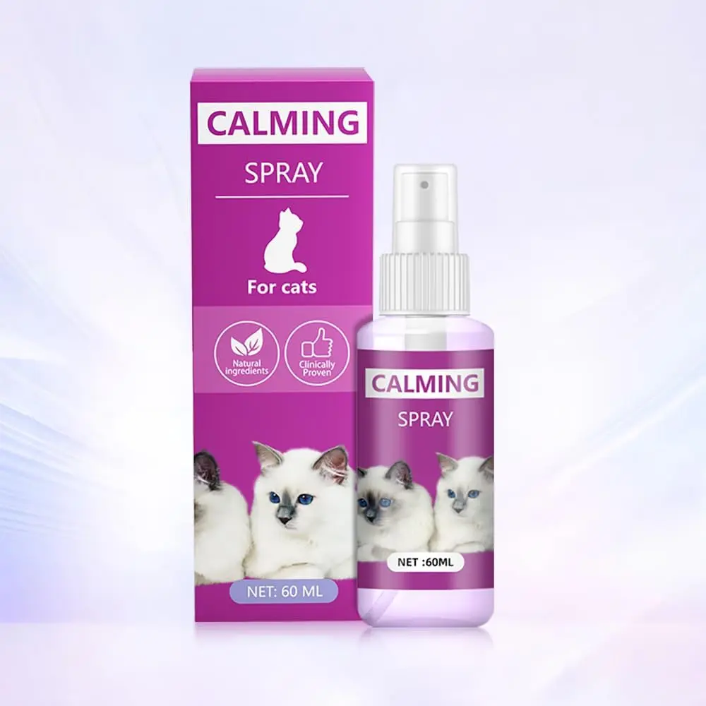 Cat Calming Spray - 3.4 oz Drug-Free Formula with 10% Pheromones, Lavender, Valerian, Pure Natural Plant Ingredients, Fast Acting 15-Minute Effect for Travel, Loud Noises, Relieves Anxiety, Stops Aggressive Behavior, Prevents Scratching & Spraying