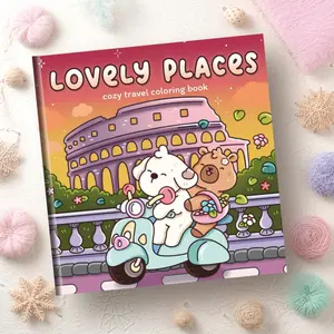 Durable, thick paper coloring book, with a childlike and heartwarming style, featuring line drawings of cartoon scenes from everyday life. Can be used as a coloring book for students and adults. Perfect for relieving stress, it makes a perfect Christmas g