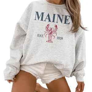 Maine Red Lobster Trendy Travel Destination Cute Oversized Unisex Crewneck Sweatshirt For Women Soft Comfy Everyday Wear Printed Graphic