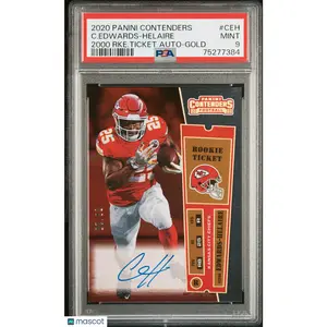 2020 Contenders Rookie Ticket Gold Autograph Clyde Edwards Helaire PSA 9 # 08/10