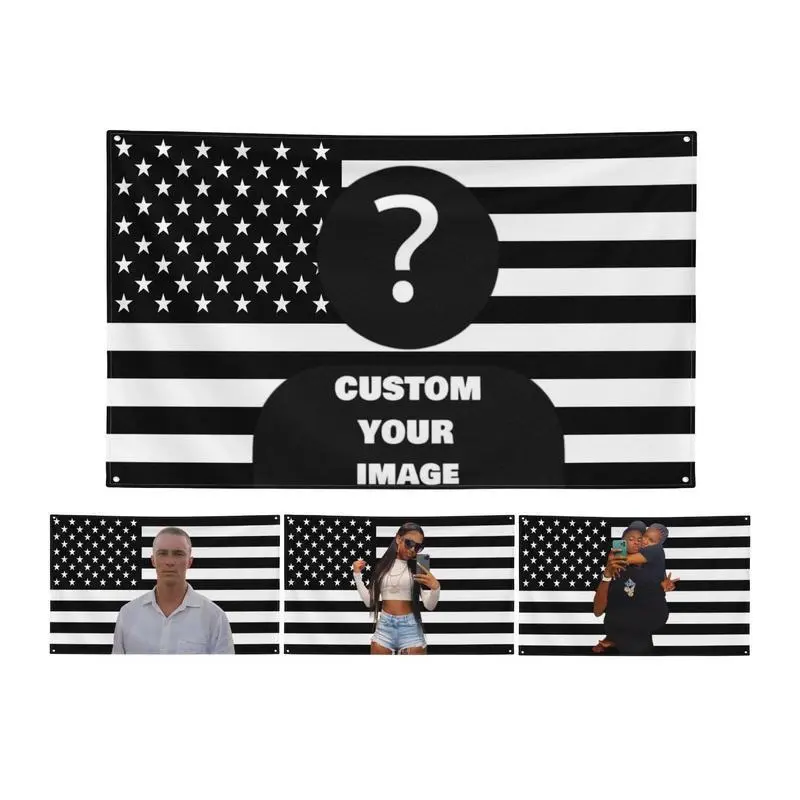 Custom Black USA America Flag 3x5 Ft Personalized Flags Design Your Image, Funny Flag Tapestry Poster Dorm Room, Black USA Flag, Bedroom Banner Flag, Home Decor Flag Halloween Ornaments Outdoors Print Decoration