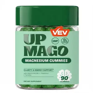 VEV UPMAGO Magnesium Malate Gummies with L-Theanine, L-Tyrosine, Vitamin B1 & B6 – 90ct, Zero Sugar, Vegan