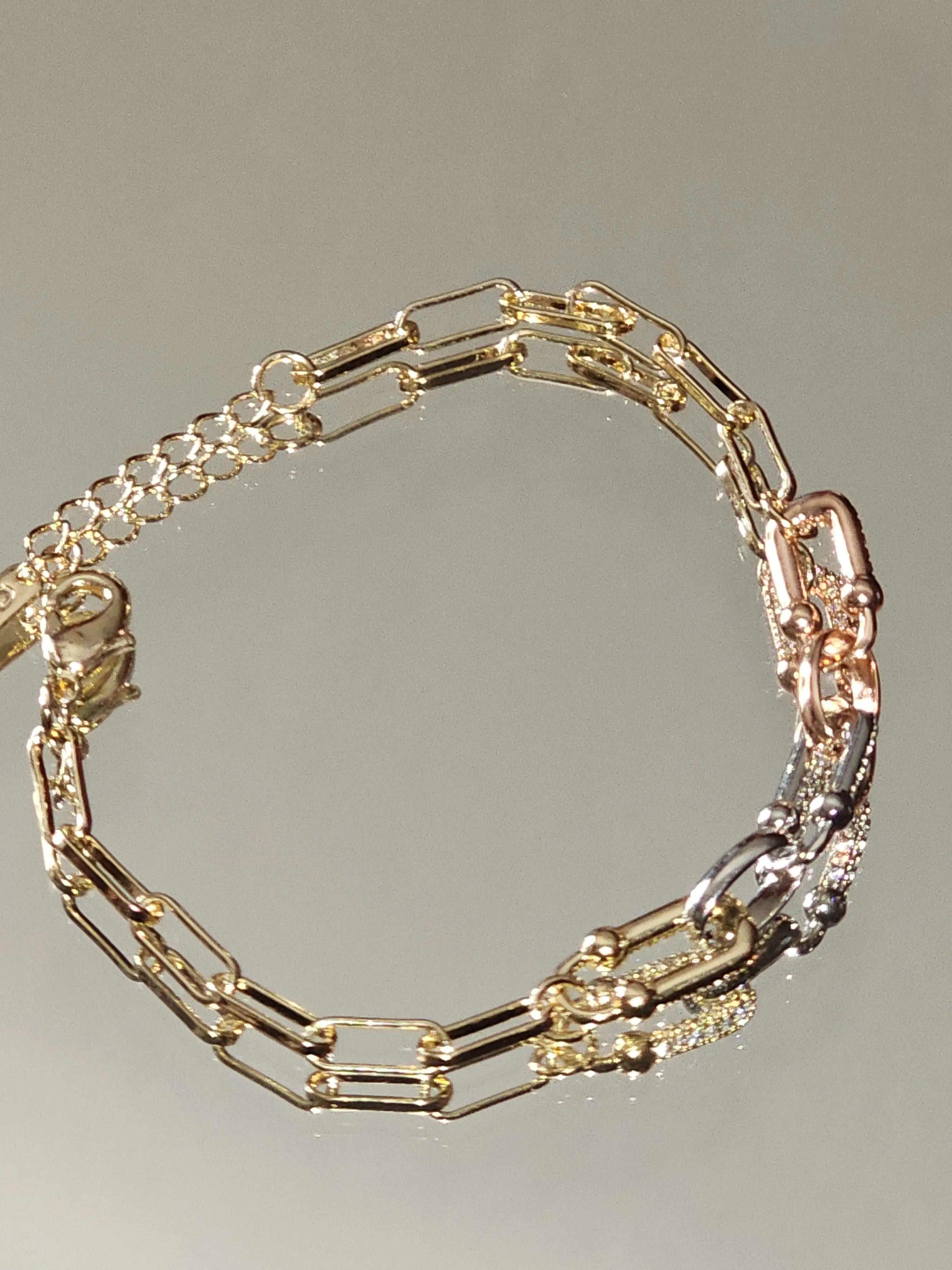 Women's Elegant Paperclip Links Style Bracelet 14 Karat Gold Plated 7.5 Inches Long Durable Material Chic Design for Casual Wear not water resistant