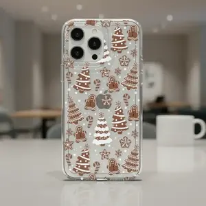 Transparent Christmas Gingerbread Man Tpu Shockproof Phone Case, Fits Apple & Samsung Models, Perfect Gift for Women & Girls
