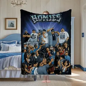 Homies David Gonzales Patterned Fleece Blanket - 100% Polyester, Soft for Sofas, Chairs, And Couch Covers, Large Size for Living Rooms, Bedrooms, Picnic Decor, Versatile Use Blanket, a Unique Perfect Gift. Christmas Blanket