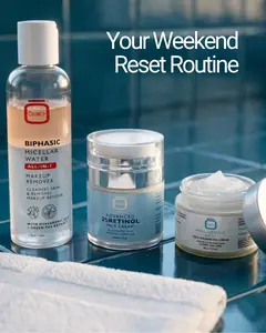 OMIC+ Red, White & Blue Bundle- Biphasic Micellar Water, Retinol Cream, Hyaluronic Acid Daily Moisturizer