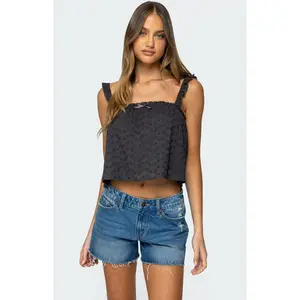 Edikted Women's Tami Eyelet Ruffle Tank Top