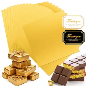 Large Dubai Chocolate Bar Pistachio Wrappers Packaging with Stickers, 100Pcs 10 Inch Chocolate Bar Gold Aluminum Foil Wrapper Bonbon Snack
