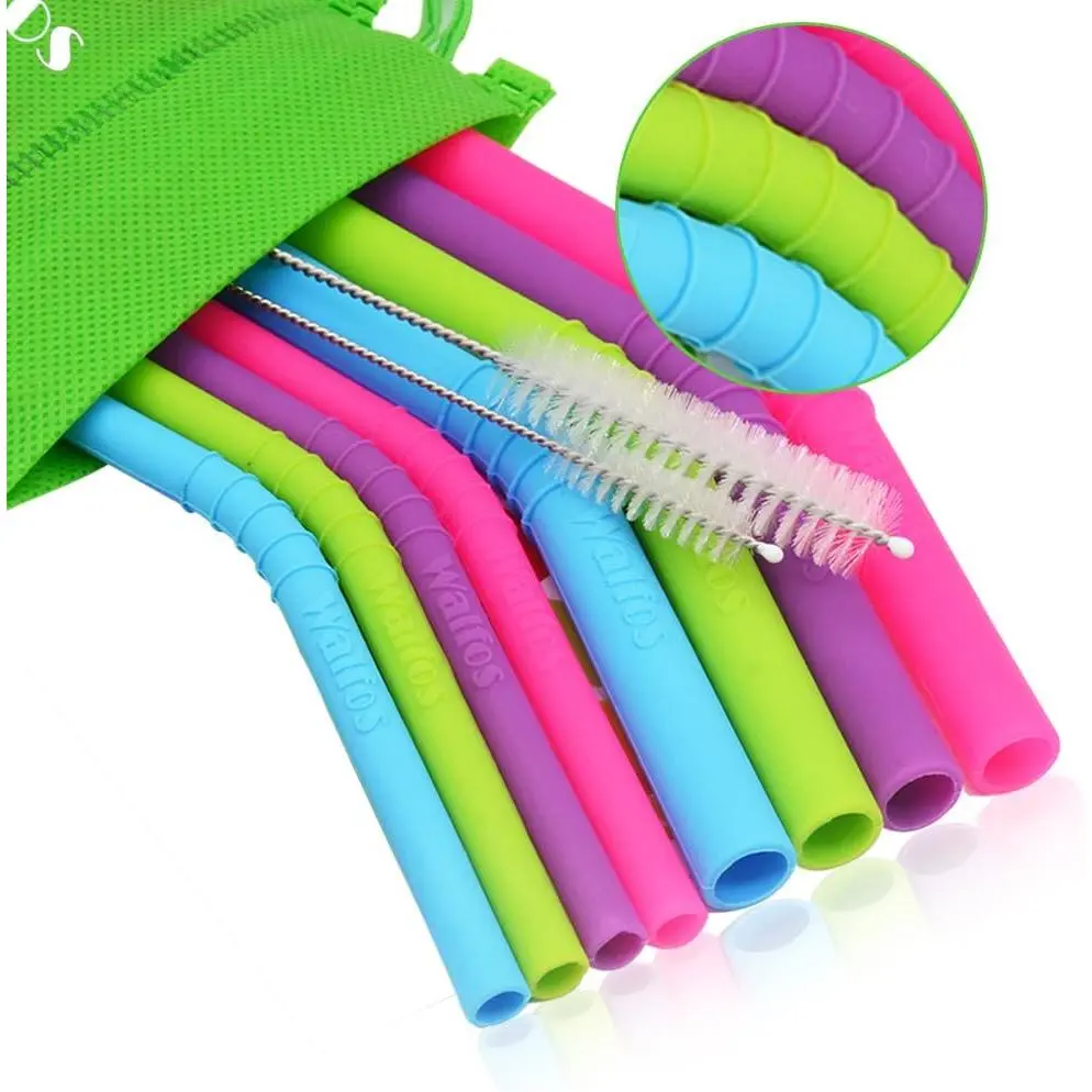 Straw - 2 Size Flexible Drinking Bendy Straws for Smoothies/20 & 30 oz Tumblers,  (4 Wide Straws + 4 Regular Straw + 2 Cleaning Brushes Excluding storage bag)