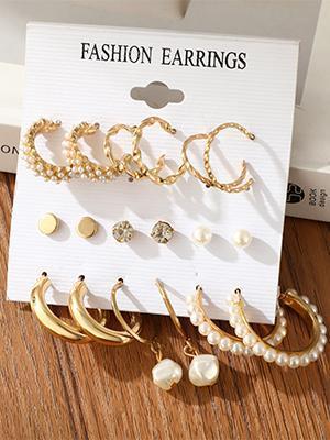 36 Pairs Gold Earrings Set for Women, Fashion Pearl Chain Link Stud Drop Dangle Earrings Multipack Hoop Earring Packs, Hypoallergenic Earrings for Birthday Party Jewelry