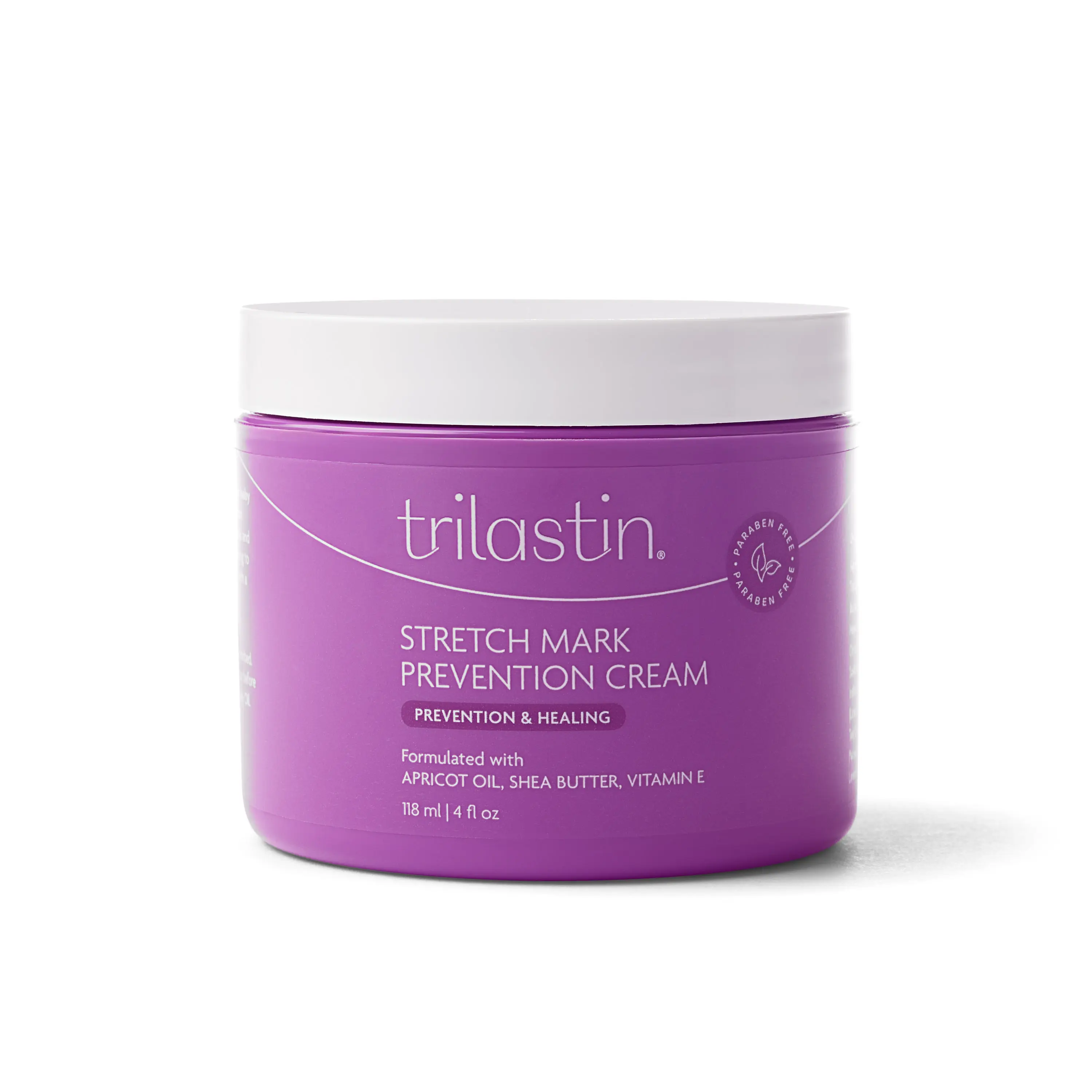 TriLASTIN Stretch Mark Cream for Women, Hydrating Belly and Body Cream 4 Fl Oz / 118ml with Shea Butter, Apricot Oil and Vitamin E, Paraben-Free Moisturizing Lotion