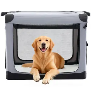 Soft-Sided Dog Crate, Portable Travel Crate With 4-Side Ventilation & No-Tools Setup,Ideal For Car, Hotel, And Vet Visits With Medium Sized Breeds