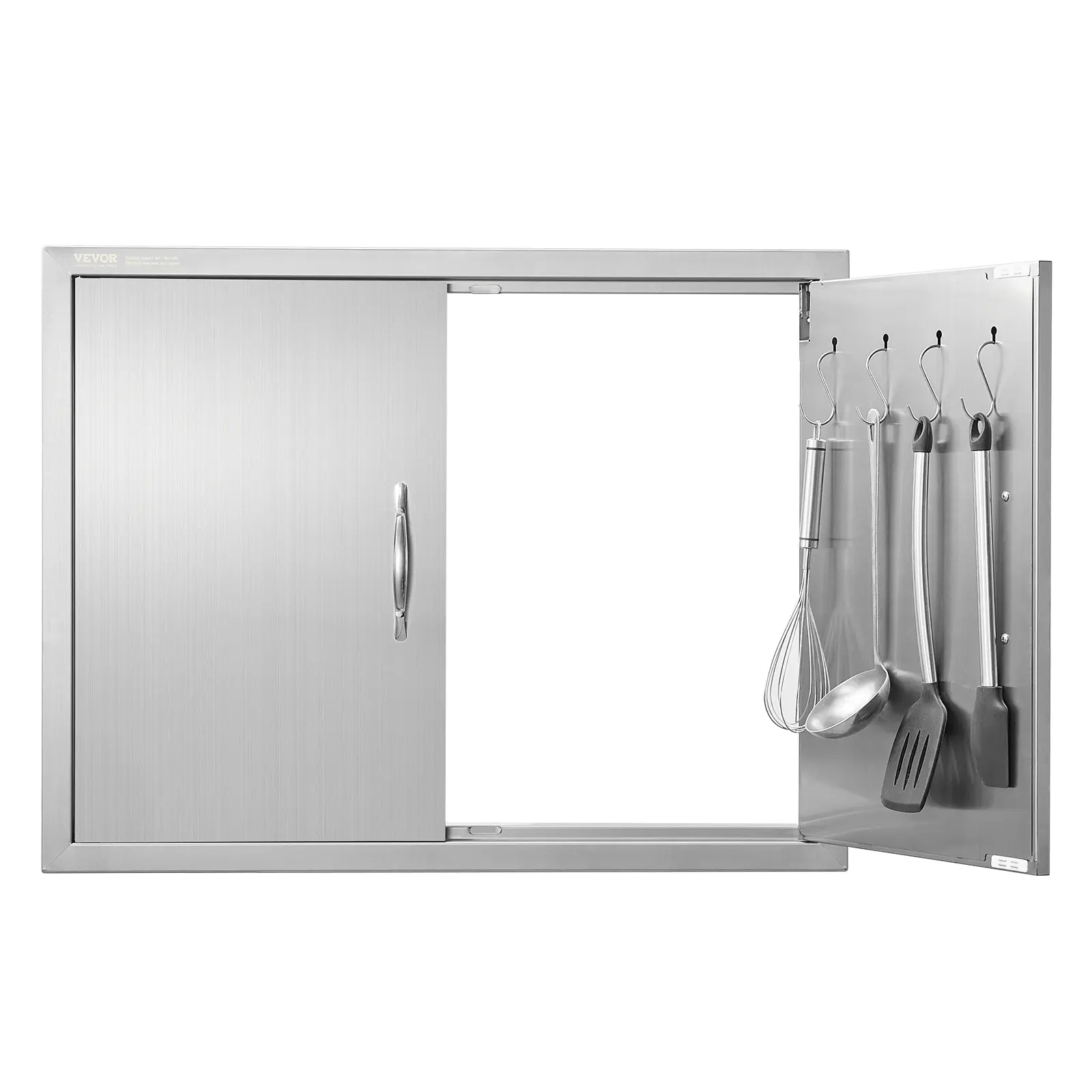【DealsForYouDays】VEVOR Stainless Steel Flush-Mount BBQ Access Door (31W x 24H in/787x609x46 mm), Double-Wall Vertical Door with Adjustable Handle, Storage Hook, Easy-Install Rat-Proof Outdoor Kitchen Cabinet Accessory for BBQ Island, CAD Template Included