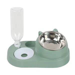 Yingte Tilted Cat & Dog Bowl Set - Elevated 15° Food & Water Bowls with Automatic Water Dispenser for Small & Medium Pets - Ideal for Cats & Puppies cat bowl Raised Cat cat bowl