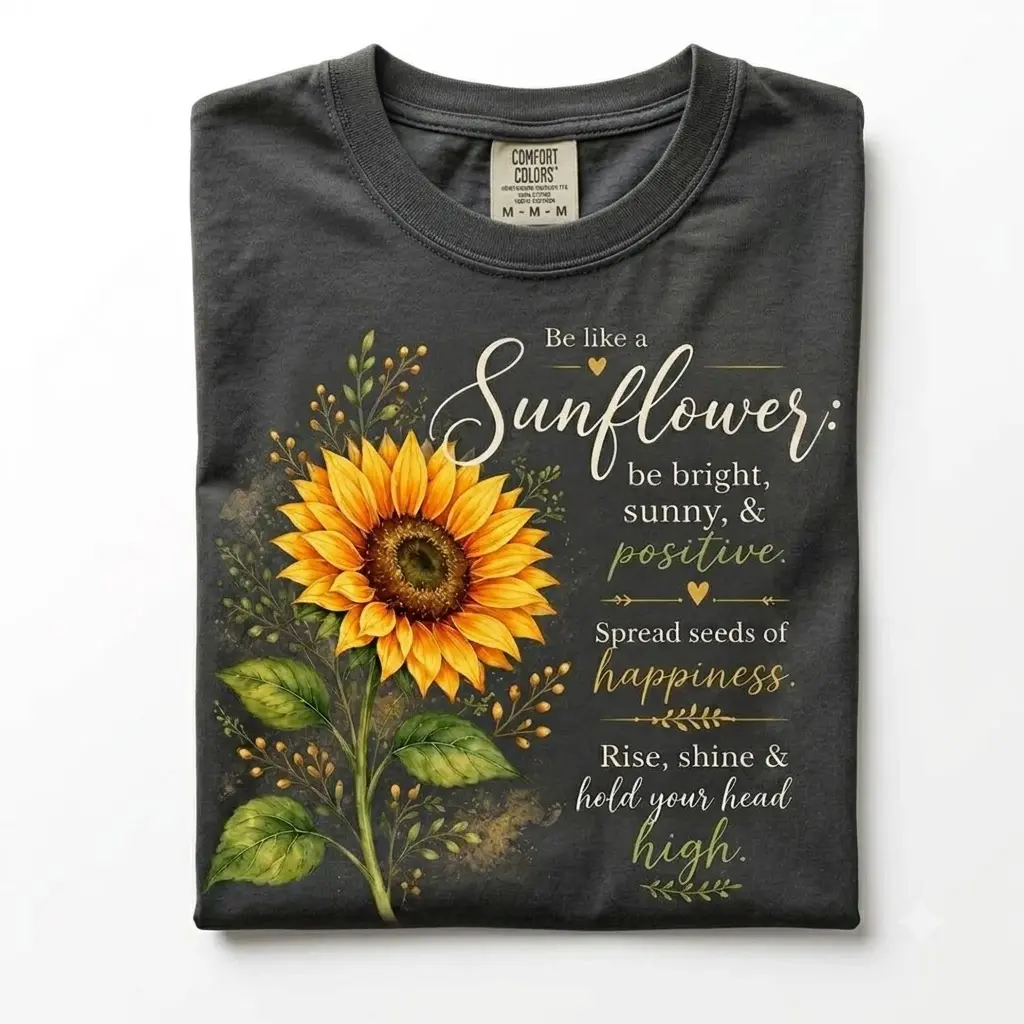 Sunflower Shirt, Comfort Colors Be Like a Sunflower Tee, Inspirational Floral Shirt, Positive Quote T Shirt, Sunflower Garden Gift
