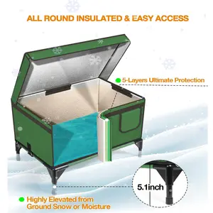 Clawsable Indestructible Heated Cat House for Outdoor Winter Fully Insulated Waterproof Shelter with Safe Escape Door for Feral Barn Cats