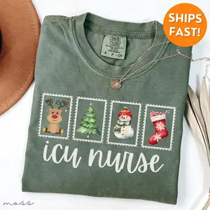 Comfort colors Icu Nurse Christmas Shirt Icu Christmas Nurse Shirt Icu Nurse Shirt Christmas Intensive Care Unit Tshirt Icu Nurse Gift Best Seller CF Christmas Orthopedic