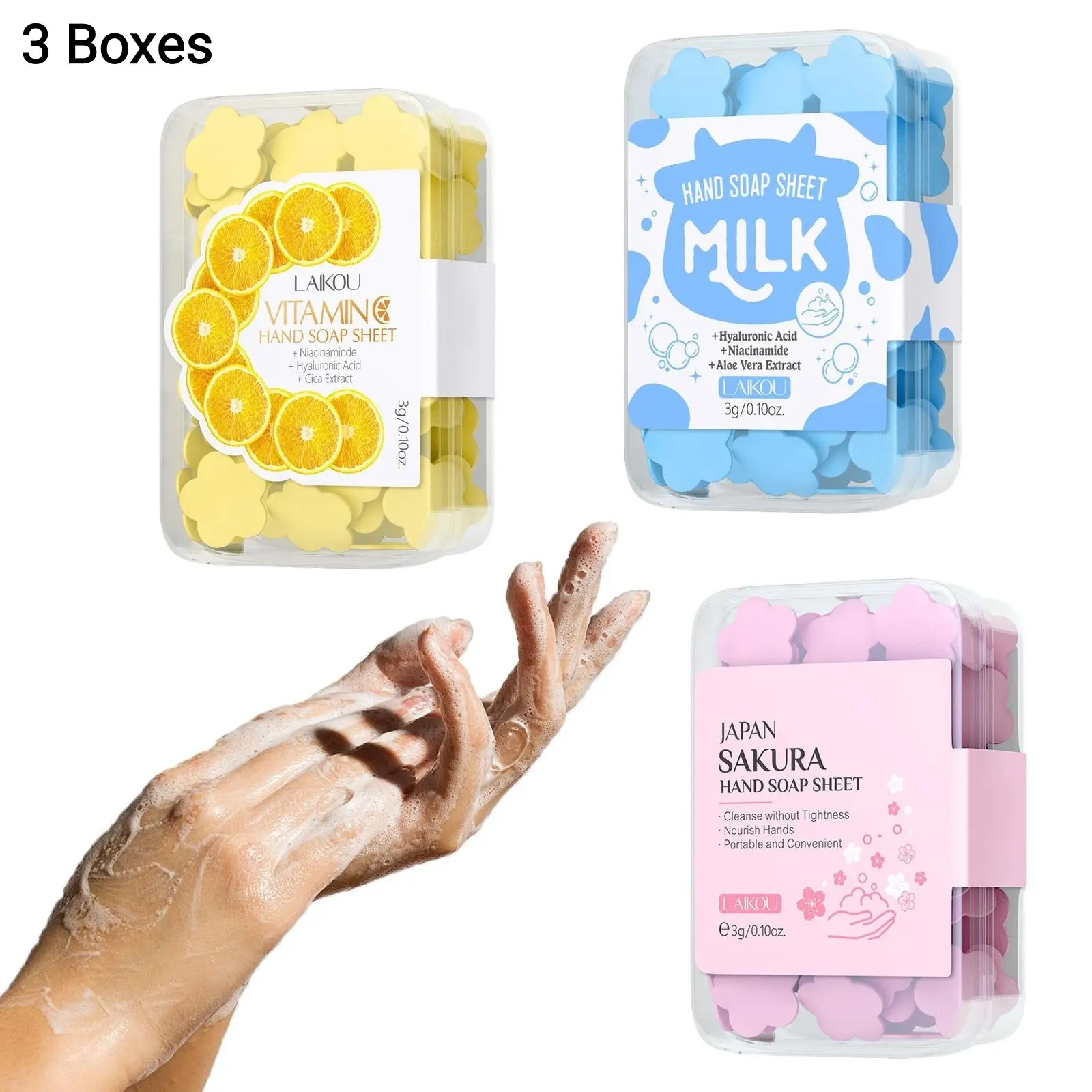Portable Soap Sheets Hand Soaps Disposable Hand Wash Paper Gentle Cleansing Vitamin C Milk Moisturize Skin Quick Dissolve Soap Cleanser for Travel Camping & Outdoor