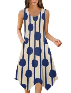 Zeagoo Live Womens Casual Dress for Summer Tank Dress Loose Flowy Beach Dress with Pockets Hankerchief Flare Midi Sundress 2025