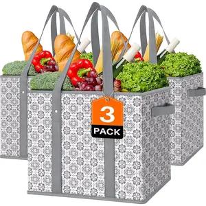 Grocery Bags [3 Pack],Large Grocery Tote Bag Water Resistant Shopping Bags Foldable Grocery Bag for Clothes,Shoes and Picnic