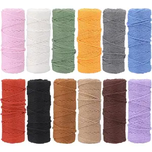 12 Rolls Macrame Cord 4 Strand 3 MM x 660 Yards  Cotton Rope Bulk Colored Cotton Craft Cord DIY Twine Colorful Macrame String for Knitting  Wrapping Wall Hanging  Hanger