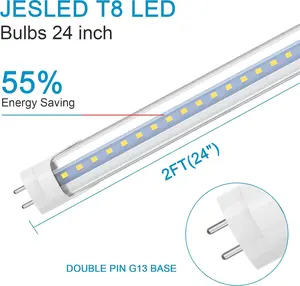 GE 12 Pack 24 Inch LED Tube Light, 2FT T8 Hybrid Type A+B, 10W 1120LM 5000K Daylight, Plug & Play or Ballast Bypass, F17T8 Fluorescent Replacement, Clear Cover, ETL Listed linkable shop light fixture