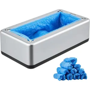TikTokShopBlackFridayVEVOR Shoe Cover Dispenser, Automatic Shoe Covers Dispenser with 100 Pcs of Non-Slip Disposable Shoes Covers, Fits Size Up to US 11, for Home, Office, Lab, Factory, Hospital, Indoor Use, Silver