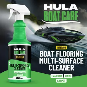 Hula Interior Boat Flooring Multi Surface Cleaner Spray | Interior Boat Cleaner, Degreaser, and Protectant for EVA Foam Boat Decking, Marine Carpet, Vinyl and Upholstery | Made in USA (32oz)
