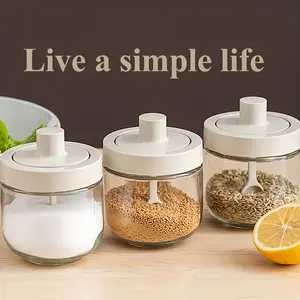 Set of 3, seasoning jar, kitchen spice jar, seasoning container, creative essence jar, salt and pepper jar, pepper container, lid-equipped seasoning storage box, Utensils.