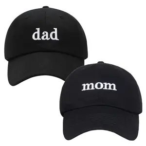 Mom Hat Dad Hat with White Embroidered Classic Baseball Hat for Men Women Dad and Mom Caps