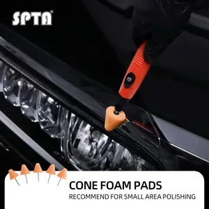 SPTA Mini Polishing Pads Set,5Pcs Orange Flexible Shaft Cone Polishing Pad Set,Car Detailing Pads For Small Area for Flexible Shaft & Drill Attachment