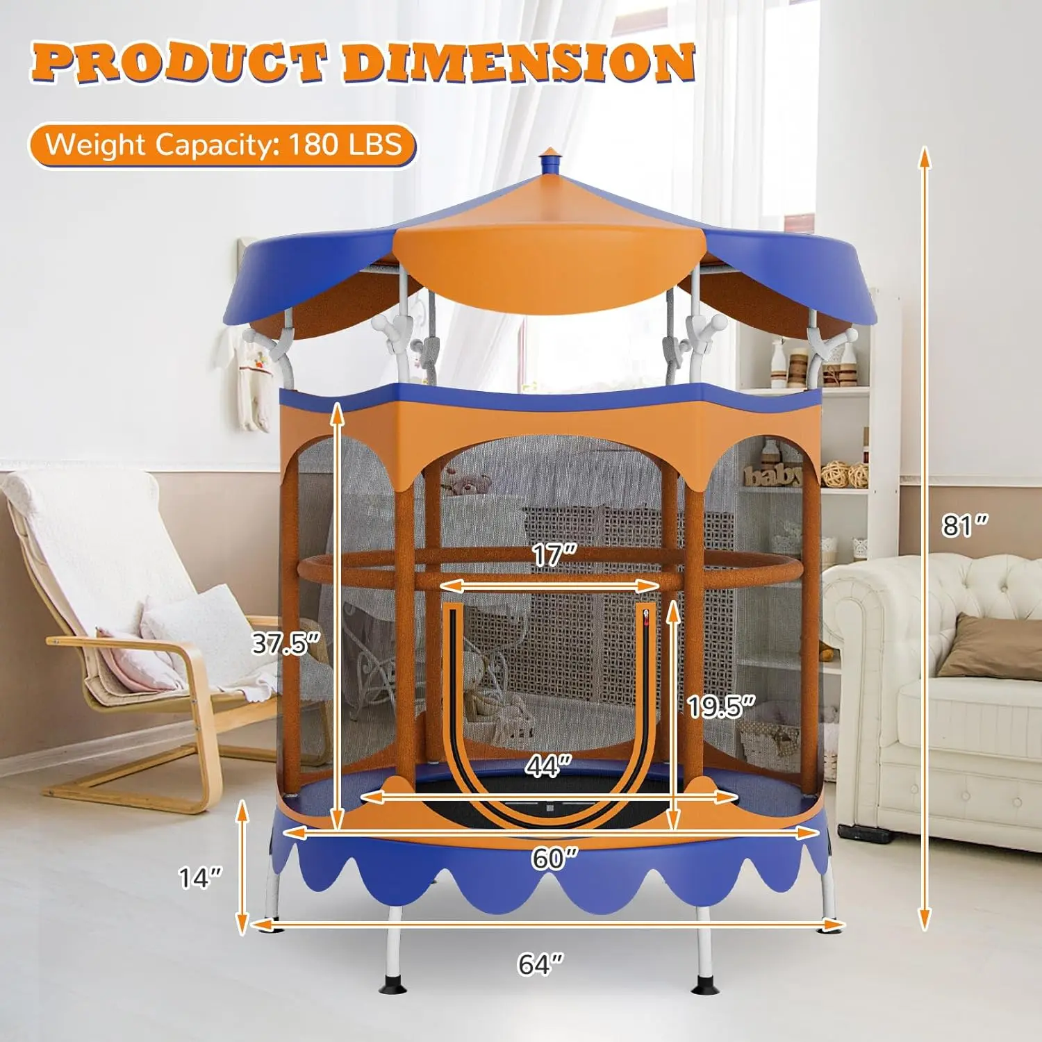 64” Dia. Orange with Removable Canopy